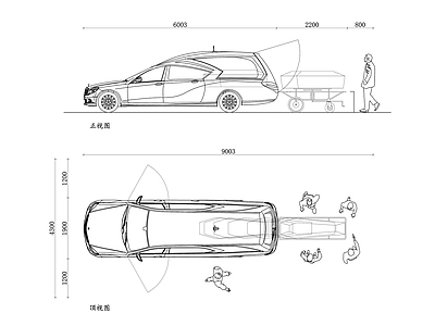 现代其他图库 殡仪车 遗体运送车 殡葬车 丧葬专用车 施工图