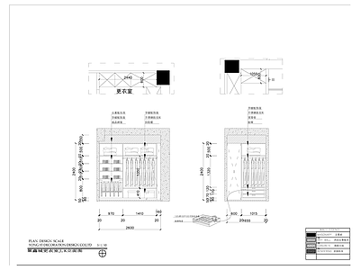 现代新中式衣帽间 衣帽间立面图 衣帽间平面图 施工图