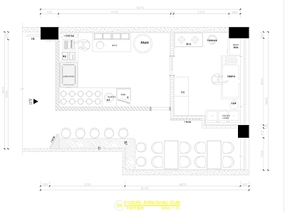 现代快餐店 卤味餐厅 40平 平面布置图 施工图