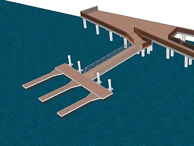 现代滨水景观 码头平台
