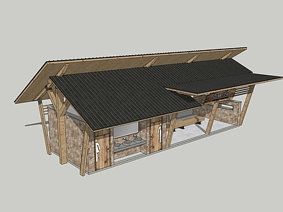 新中式原木驿站 森林驿站 厕所 廊架 木构筑