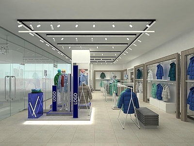 现代商场 服装 边厅 专卖店 产品展示