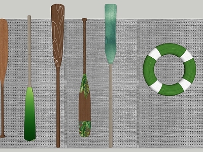 现代挂件 桨 救生圈 冲孔板 装饰