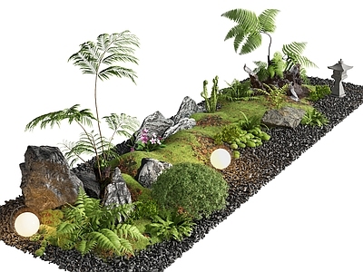 现代庭院小品 庭院景观 景观造景 室内景观 植物组合 蕨类植物