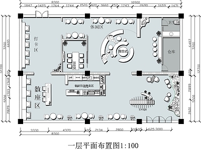 现代书店 书吧咖啡馆平面图 书咖设计平面图 休闲咖啡书店平面 施工图