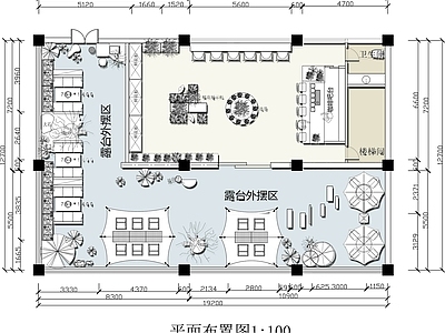 现代花店 鲜咖啡商店平面 鲜店设计平面图 鲜咖啡厅平面图 施工图