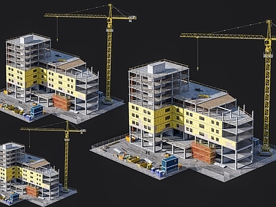 现代其他公共建筑 公寓楼建筑工地 工地楼房建筑施工 建筑工地 住宅工地施工设备 住宅工地吊塔器械