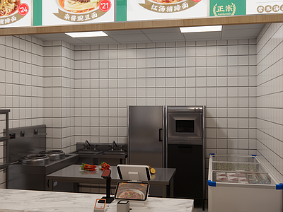 现代小吃快餐店 汤粉餐饮店后厨 后厨厨房厨具 潮汕汤粉店