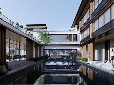 新中式侘寂其他商业建筑 养老酒店 中式 生态田园