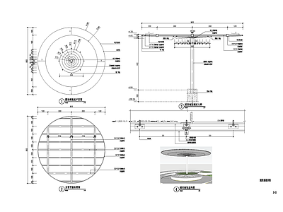 现代廊架 圆形廊架 施工图
