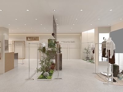 现代服装店 女装店 侘寂风 现代女装店 道具陈列 女装店铺设计