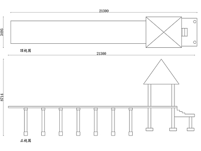 现代栈道 码头小屋 码头休息室 码头 码头房屋 码头建筑 施工图 栈道