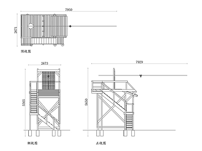 钢结构 高空滑索 滑索支撑结构 高空飞索框架 滑索 高空游乐钢架 施工图