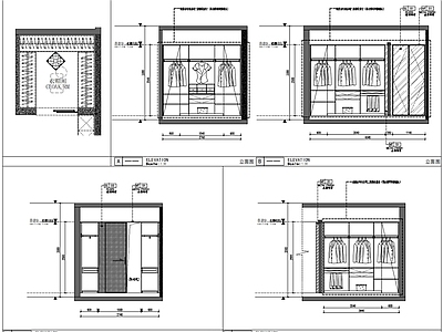 衣帽间 衣帽间图纸 衣帽间立面图 衣帽间平面图 施工图