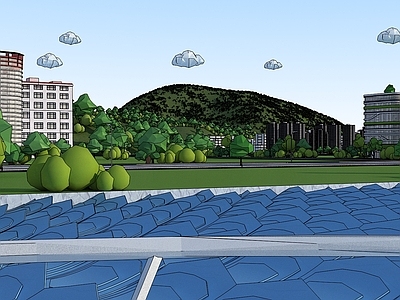 现代轻奢艺术风格建筑 纸片风格 卡通动漫 片头创意 创意场景 卡通场景