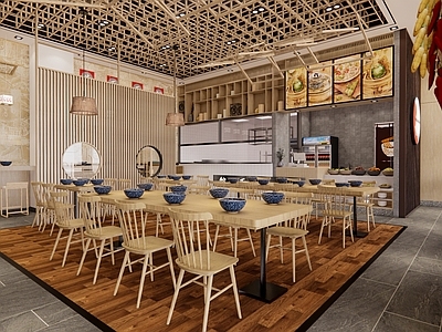 现代面馆 室内餐厅餐馆 面馆 实木餐厅面馆 新中式面馆 餐饮店餐厅