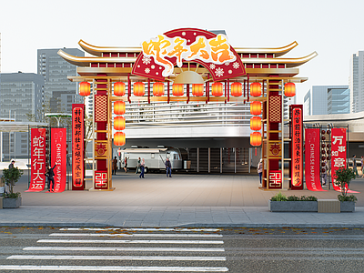 新中式中式入口大门 网红大门 景区大门 入口大门 市集大门 新中式大门