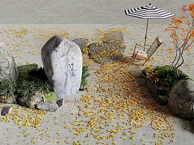其他绿植 落叶 树叶 枯叶 假山石 小品