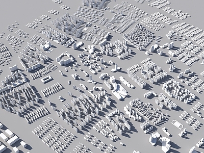 现代鸟瞰规划 规划体块建筑 现代简模规划 城市建筑 体块素材鸟瞰 白膜配楼