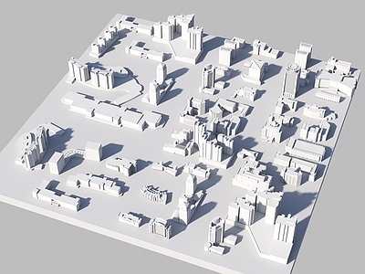 现代鸟瞰规划 规划体块建筑 现代简模规划 城市建筑 体块素材鸟瞰 白膜配楼