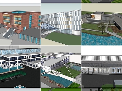 现代其他公共建筑 12套学院建筑