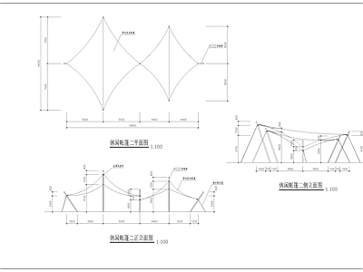 现代其他节点详图 休闲帐篷详图 露营帐篷平立面 网红露营帐篷 施工图