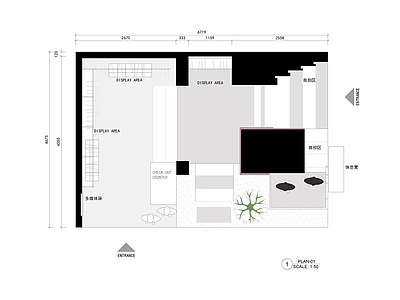 现代服装店 展厅档口批发零售 鞋包帽子饰品店 男装女装童装集合 服装店橱 平面图 施工图