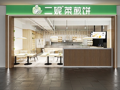 现代门头 二妮菜煎饼门头 菜煎饼店门头 餐饮门头 小吃门头 商场内门头