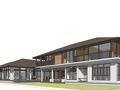 新中式中式其他商业建筑 中式独栋别墅会所 养老中心休闲会客 样板间景观示范 山地别墅乡村住宅 合院别墅自建房