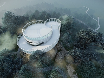现代其他景观小建筑 现代地瞭望塔 观景台 瞭望塔 地观景台