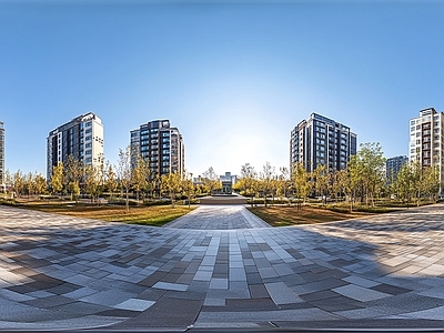 现代小区HDR 城市广场全景