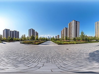 现代小区HDR 城市广场全景