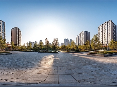 现代小区HDR 城市广场全景