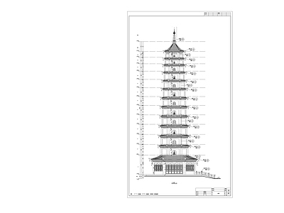 中式古建 舍利塔 宝塔 砖塔 七层宝塔 佛塔 施工图
