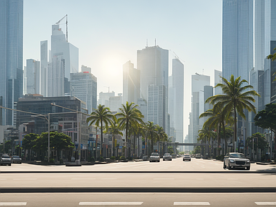 现代意式街道外景 商业街外景 人行道
