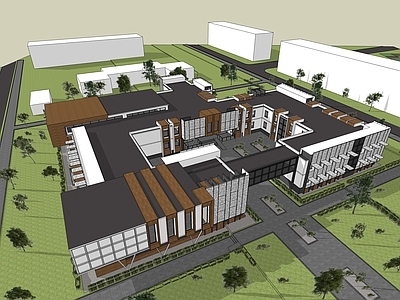 新中式简约学校建筑 研究院