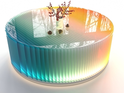 现代轻奢茶几 设计师 创意 玻璃 切片亚克力 渐变格栅
