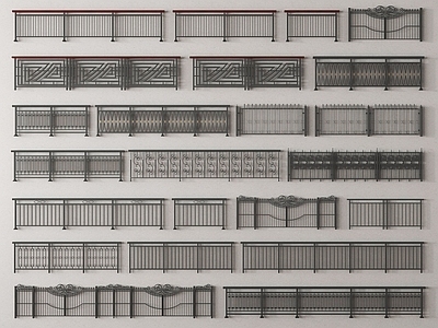 现代围栏护栏 现代铁艺栏杆 围栏金属栅栏 防护栏扶手围挡