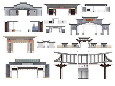 新中式其他建筑外观 入口大 大 小区大 企业大