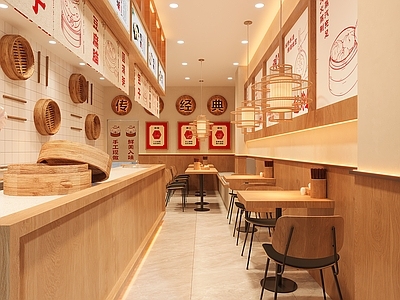 新中式现代其他餐饮空间 新中式包子店 中式包子店 现代早餐店 现代包子铺