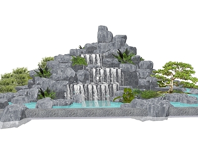 新中式现代假山 假流水瀑布 假水景 中式水