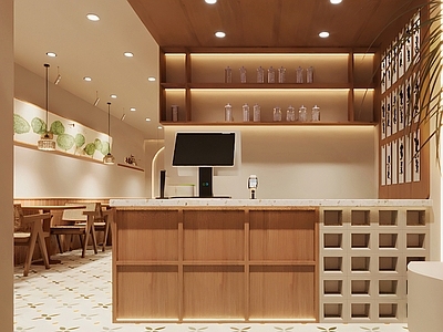 现代奶茶店 现代原木奶茶店