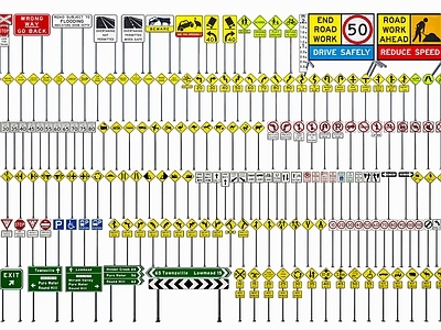 现代导视牌 国外道路标志 美国道路标识标志 高速公路标志 道路信号标志 澳大利亚道路标志