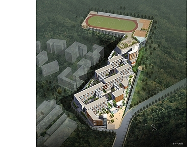 现代学校建筑 山地地形 施工图