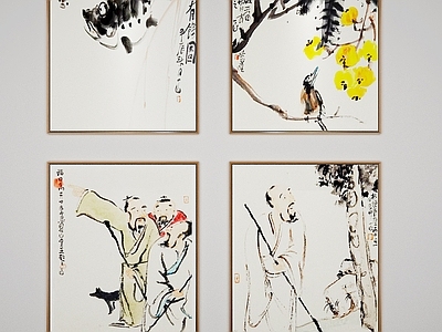 新中式中式挂画 书房挂画 挂画 挂画 人物画 水墨画