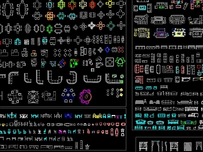 现代综合家具图库 立面图 平面图 图库大全 施工图