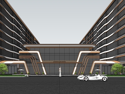 现代轻奢售楼处建筑 现代回家大堂售楼