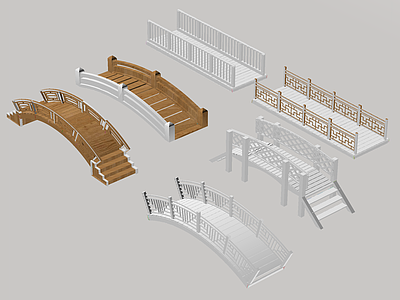 新中式景观桥 廊桥 拱桥 木桥
