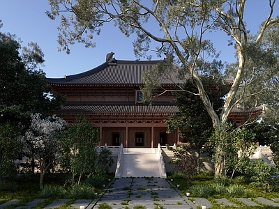中式中古古建 古建 寺庙 大雄宝殿