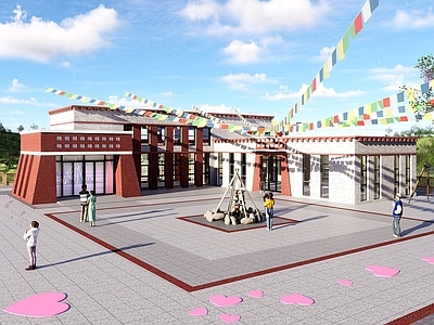 复古风格建筑 藏式活动室 简约藏式